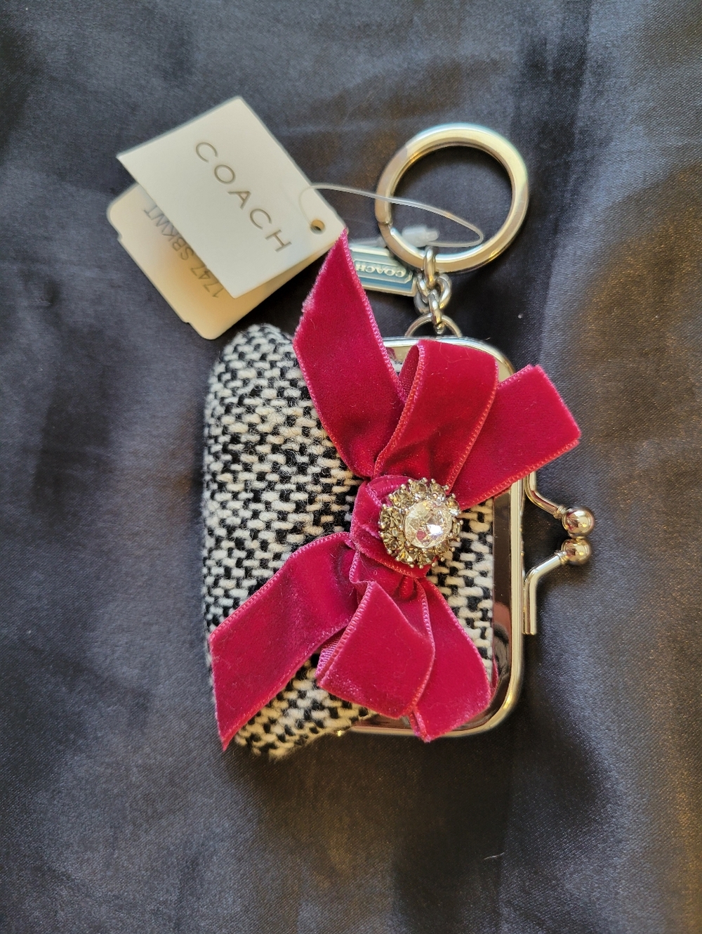COACH MINI TWEED KISSLOCK COIN PURSE